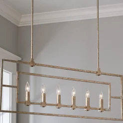 Geometric Double Frame Linear Chandelier