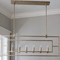 Geometric Double Frame Linear Chandelier