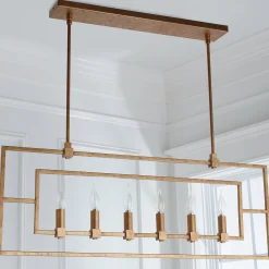 Geometric Double Frame Linear Chandelier