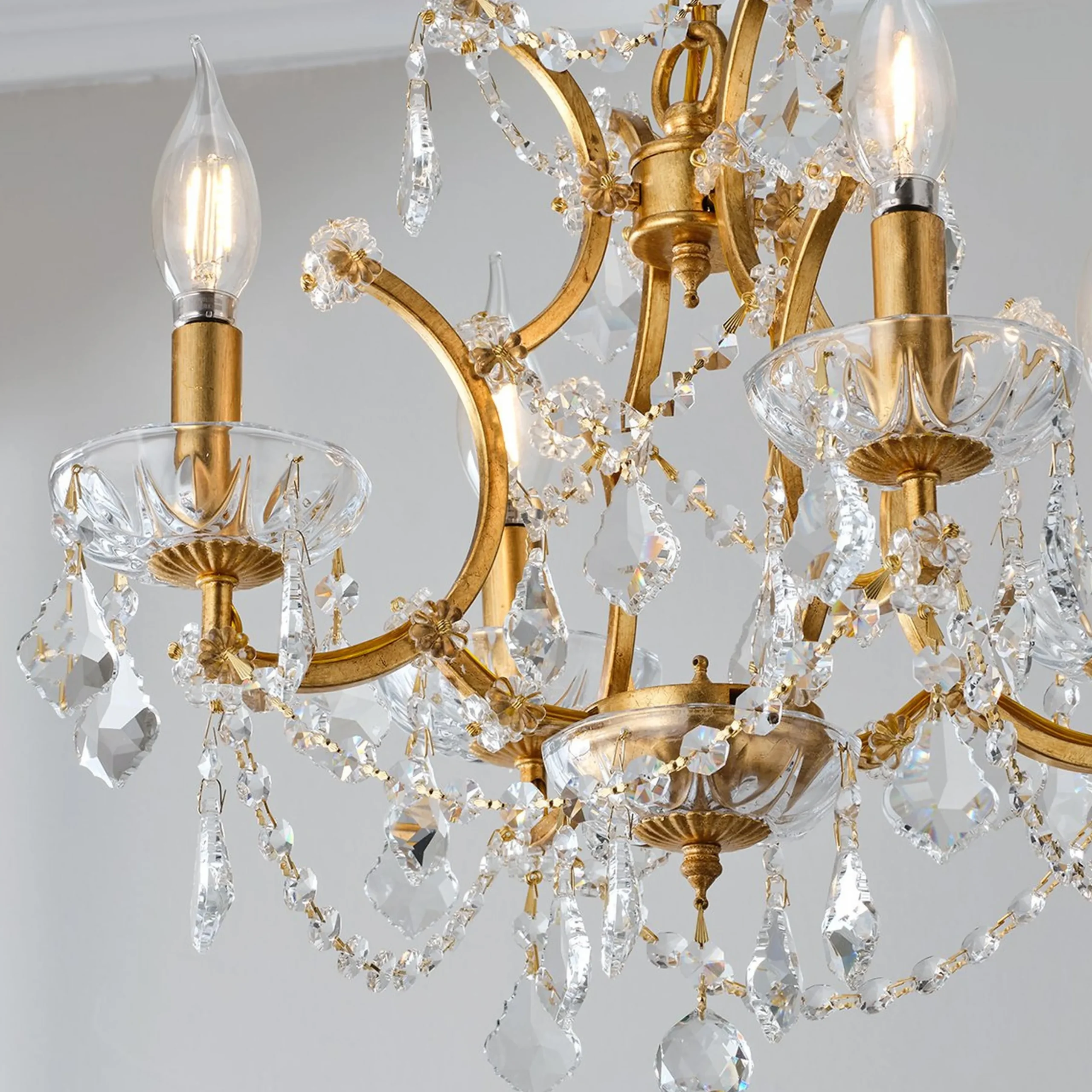 Gold Leaf and Crystal Chandelier - Small