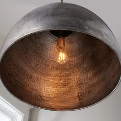 Hammered Steel Oversized Dome Pendant