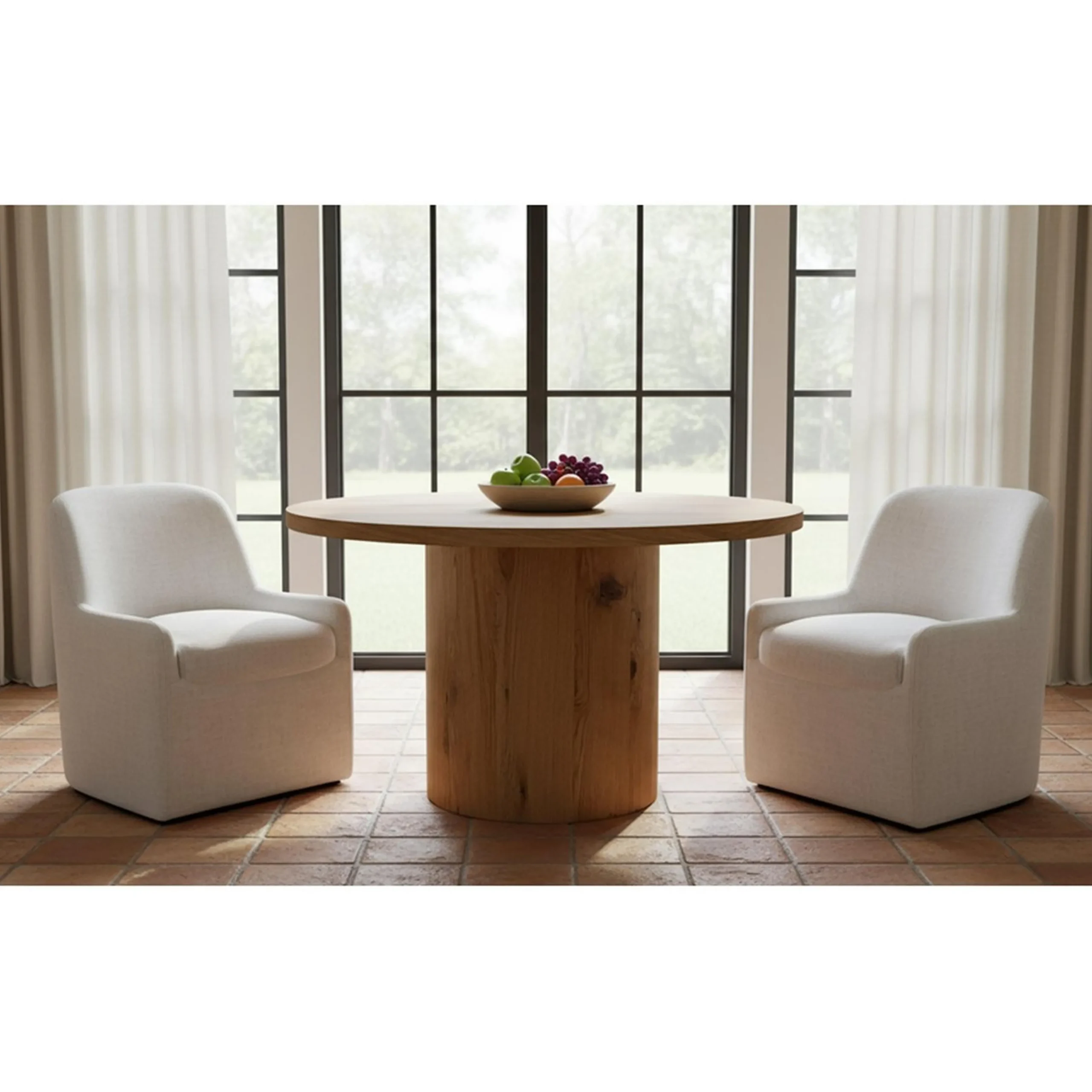 Hecuba Rolling Dining Chair - Fabric