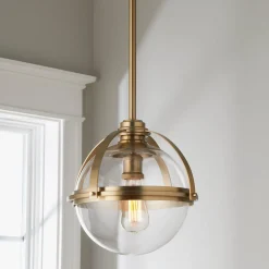 Industrial Banded Globe Pendant - Small