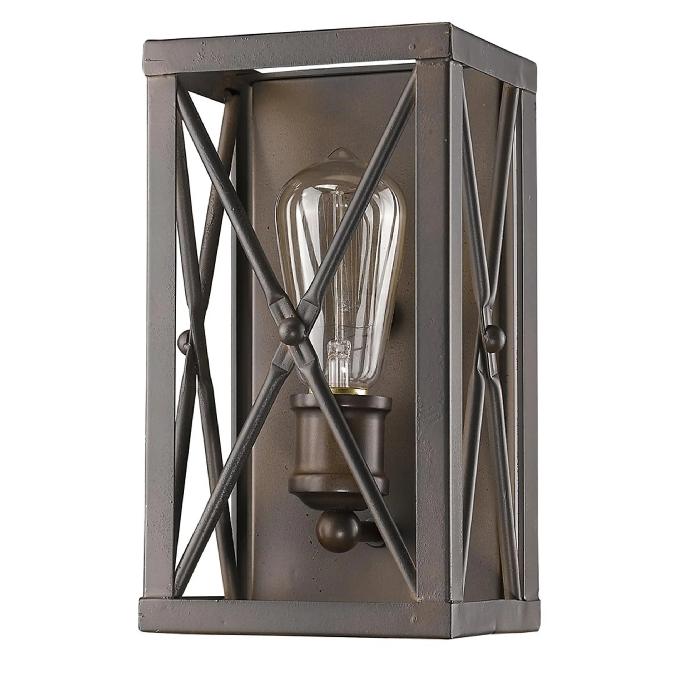 Industrial Cross Framed Box Sconce