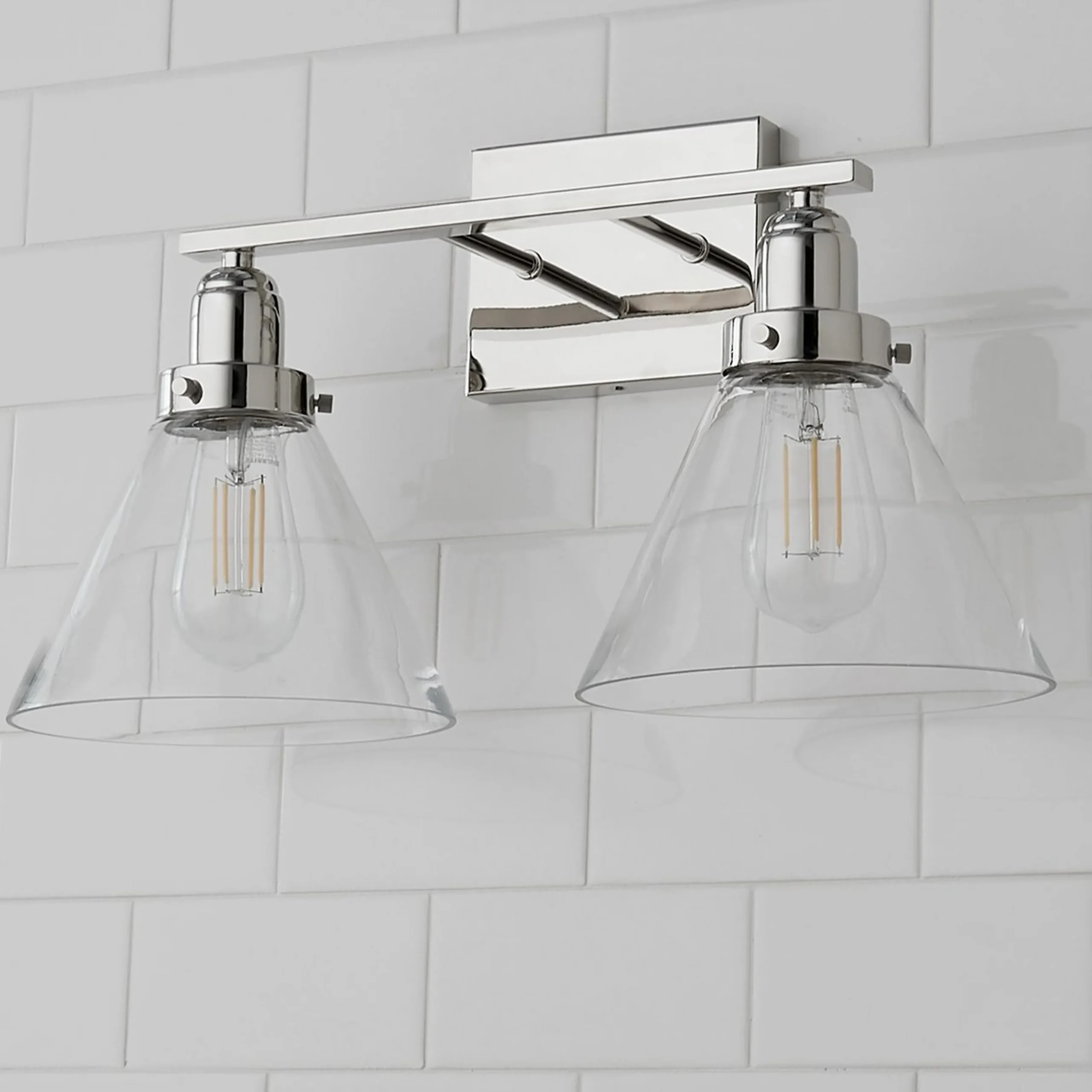 Industrial Triangle Shade Vanity Light - 2 Light