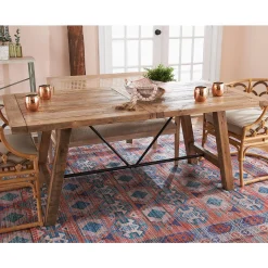 Industrial Wood Plank Dining Table