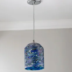 Jade Mosaic Wave Glass Pendant