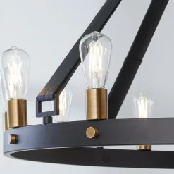 Leather Strap Mixed Metals Chandelier - 12-Light