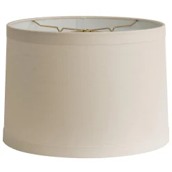 15" Linen Drum Lampshade Wide Band Trim