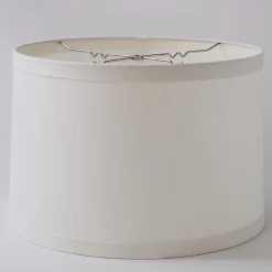 17" Linen Drum Lampshade Wide Band Trim