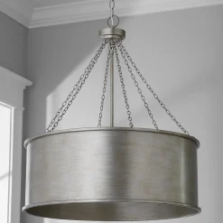 Luxe Patina Metal Drum Shade Pendant - Large