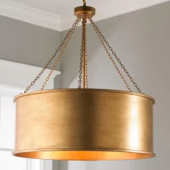 Luxe Patina Metal Drum Shade Pendant - Large