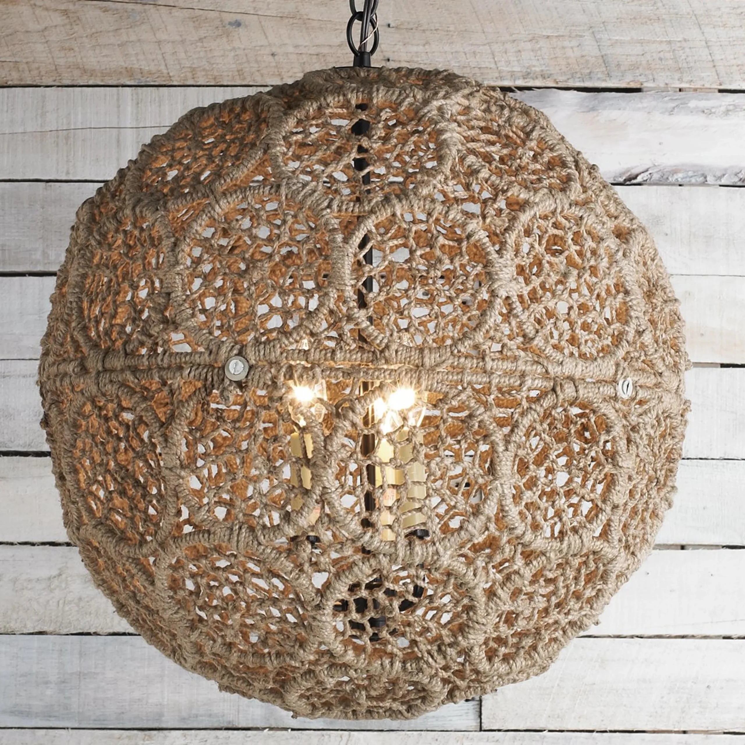 Macrame Jute Sphere Pendant - Large