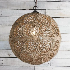 Macrame Jute Sphere Pendant - Medium