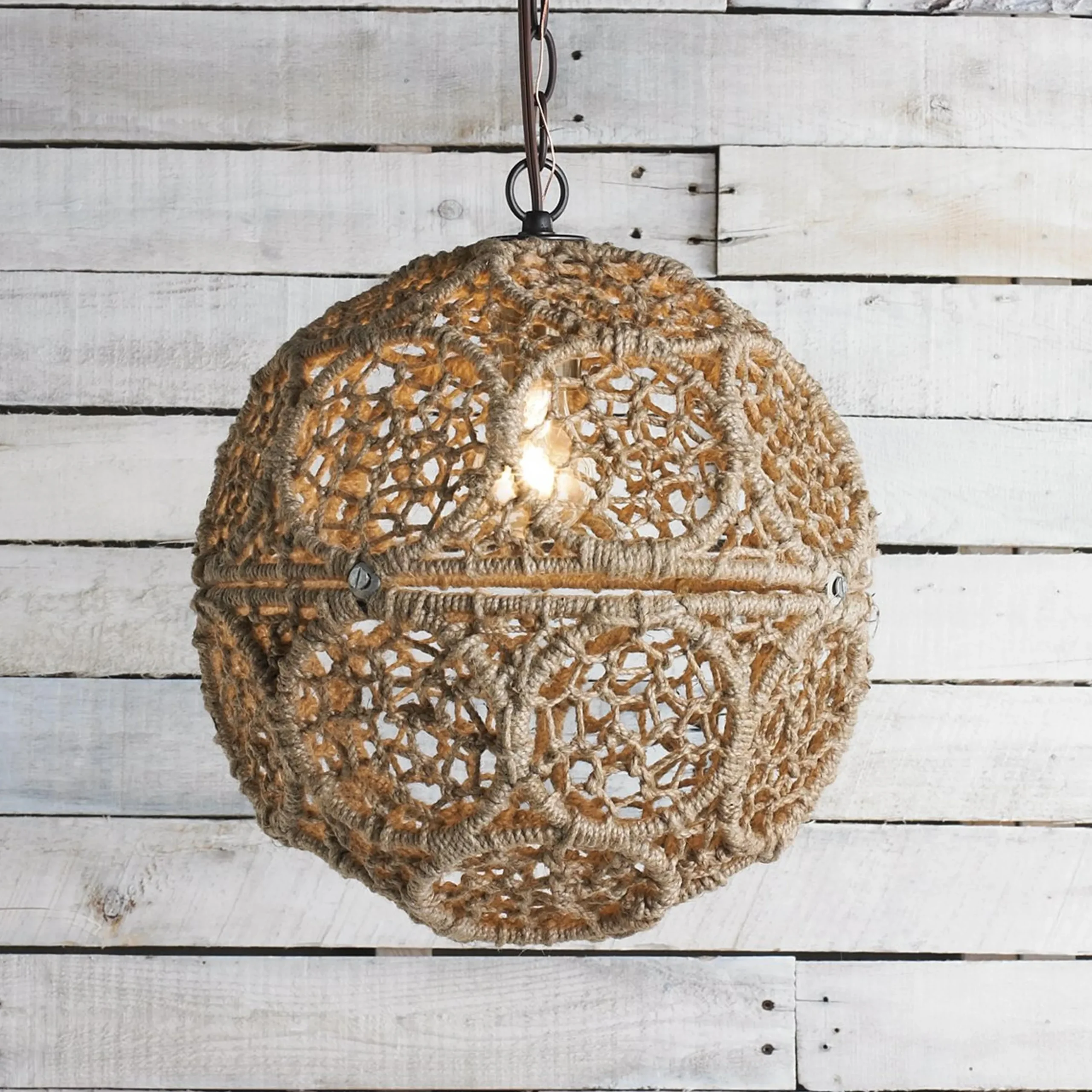Macrame Jute Sphere Pendant - Small