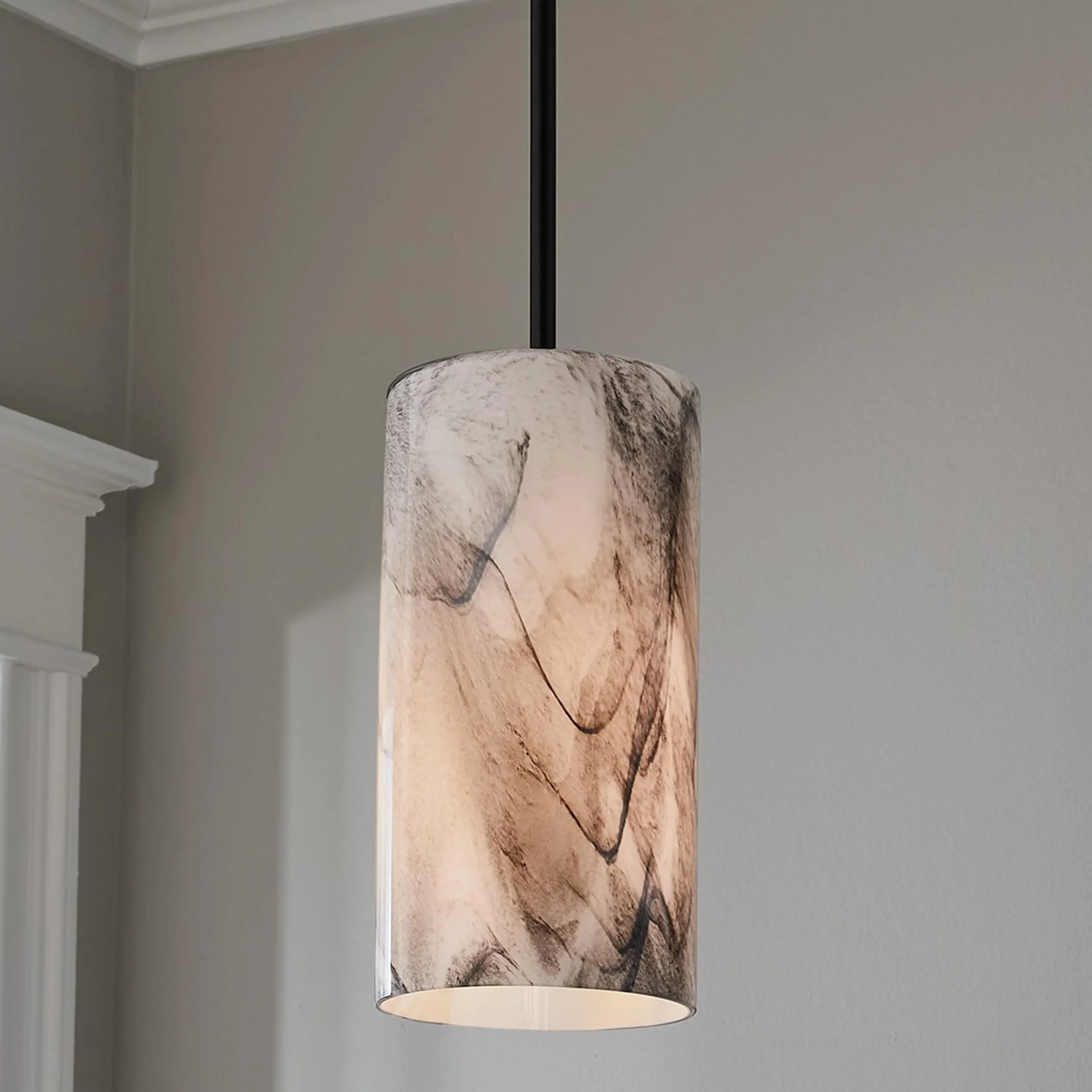 Marbled Glass Cylinder Pendant