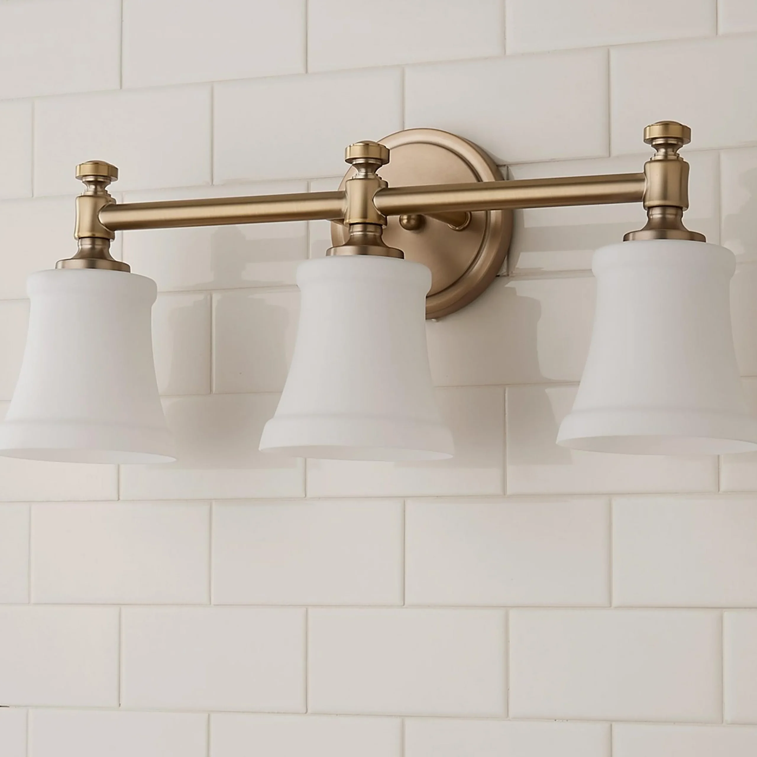 Mercer White Glass Vanity Light - 3 Light