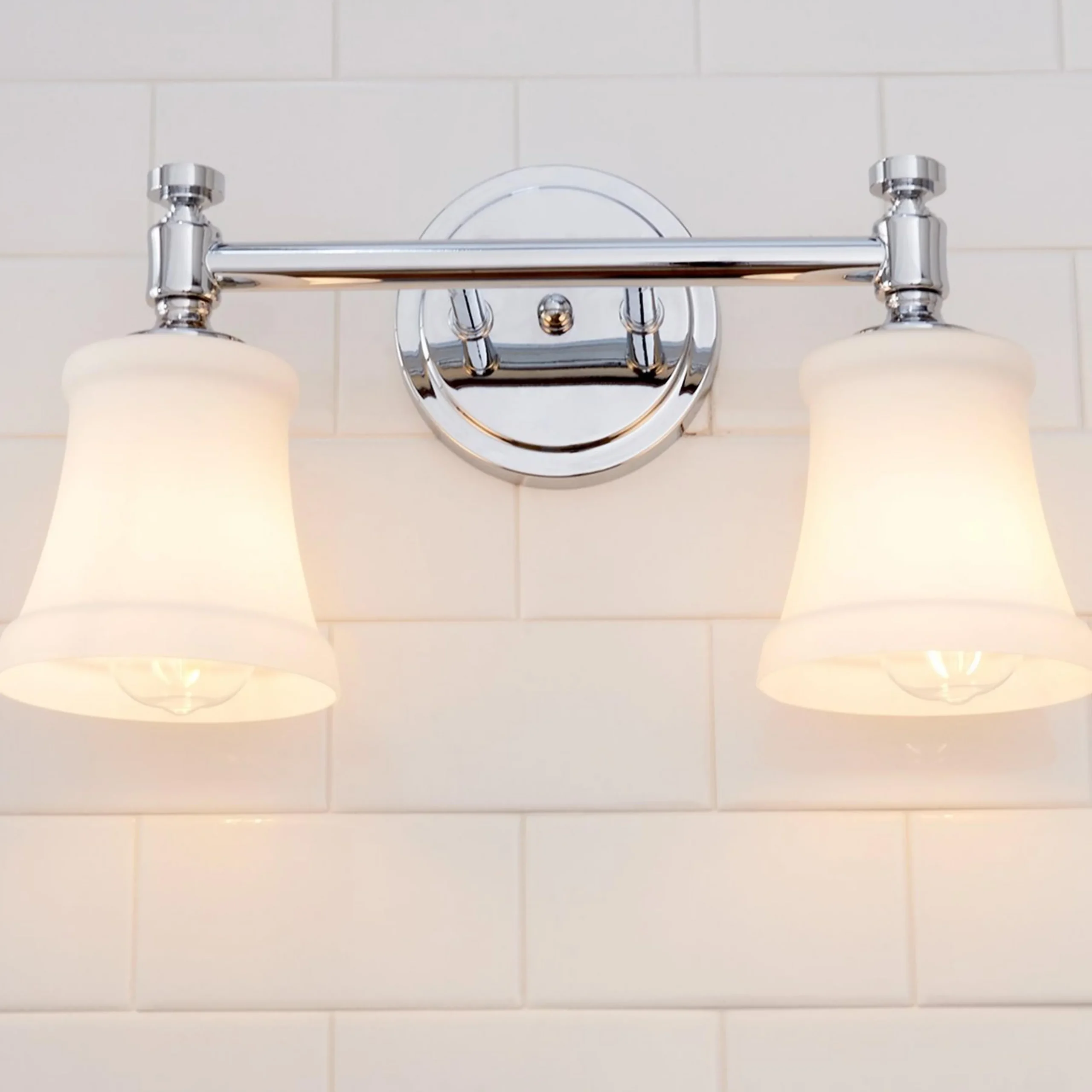 Mercer White Glass Vanity Light - 2 Light