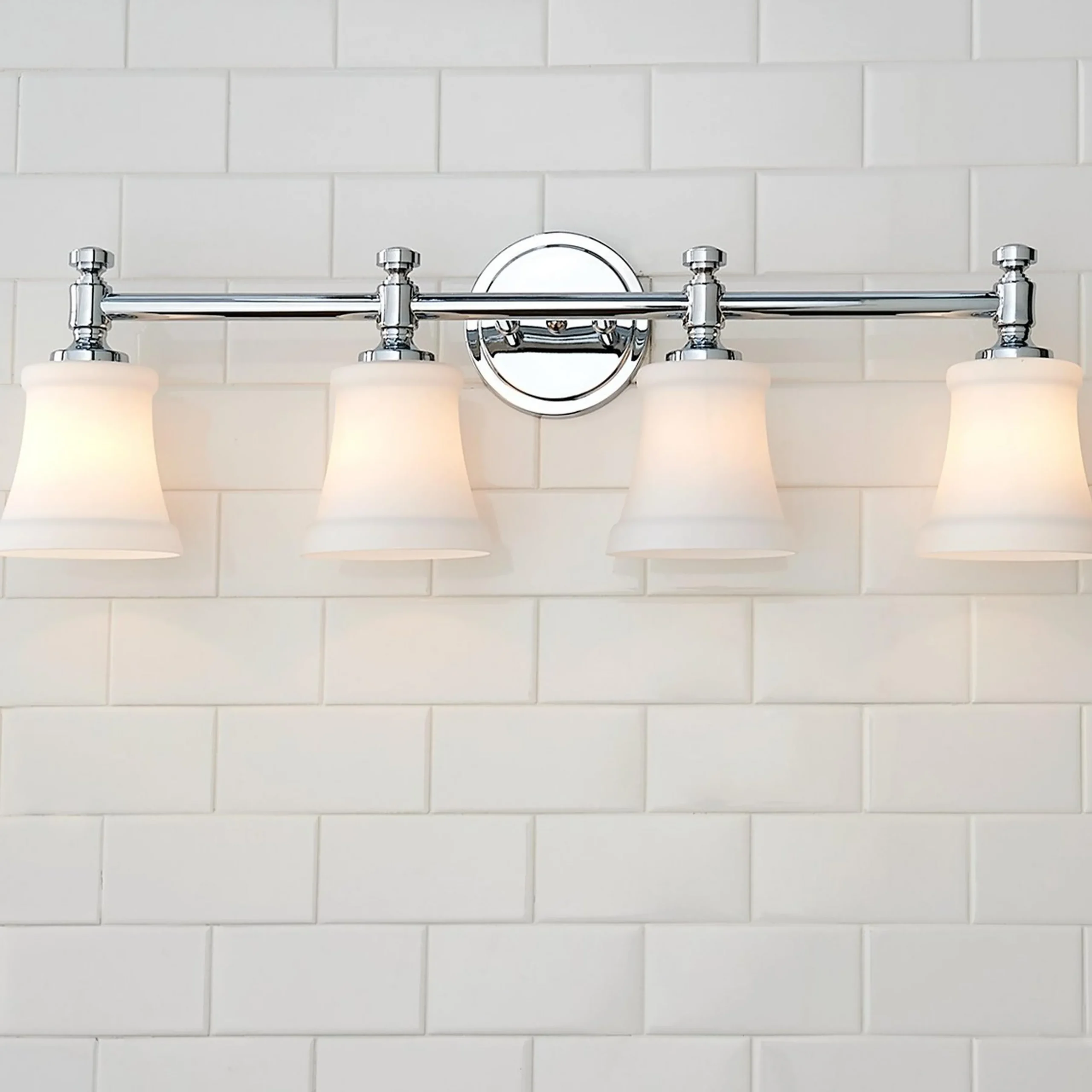 Mercer White Glass Vanity Light - 4 Light