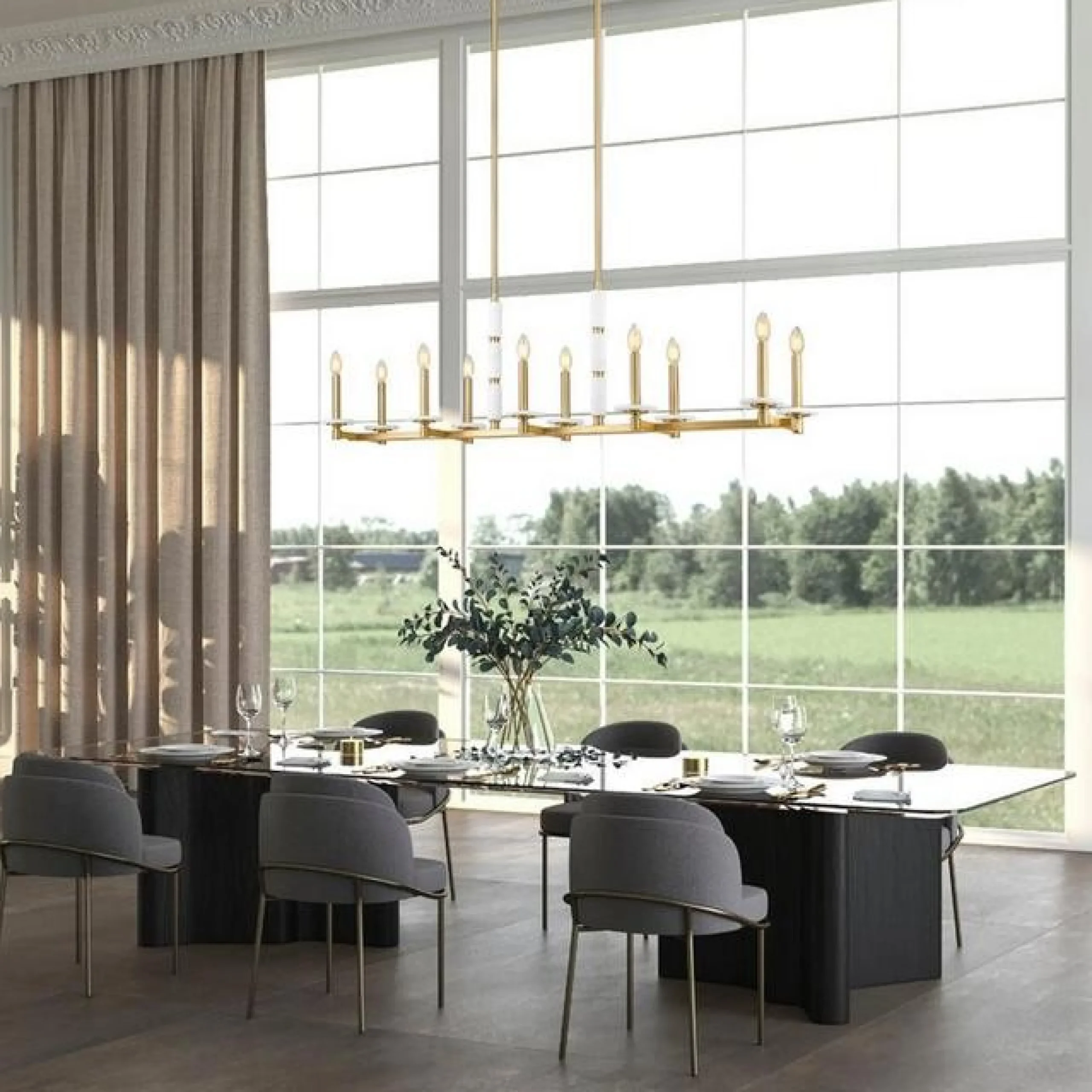 Mestra Alabaster Island Chandelier - 10 Light