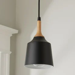 Metal and Natural Wood Mini Pendant