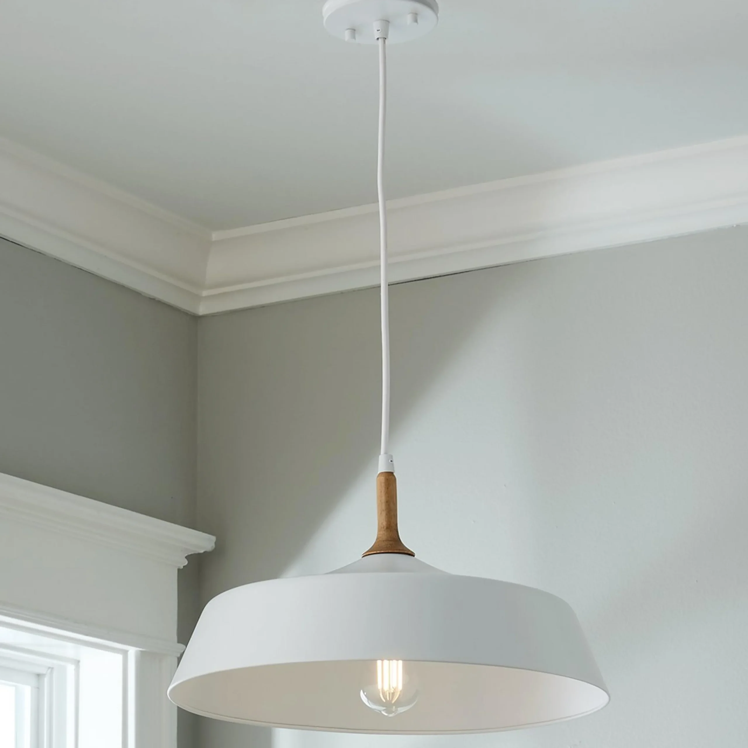 Metal and Natural Wood Pendant