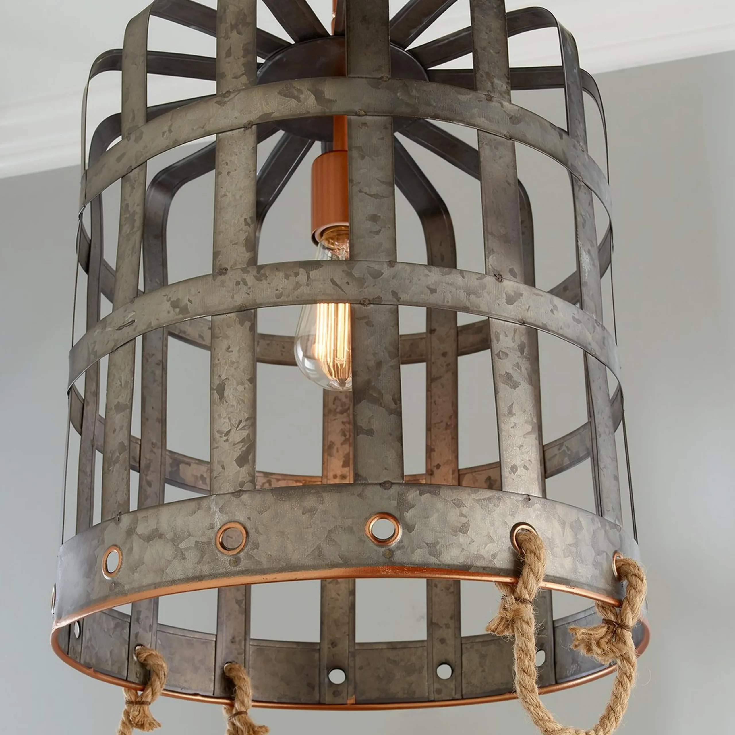 Metal Bushel Basket Pendant - Small
