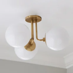 Minimalist Globe Semi-Flush Ceiling Light - 3 Light