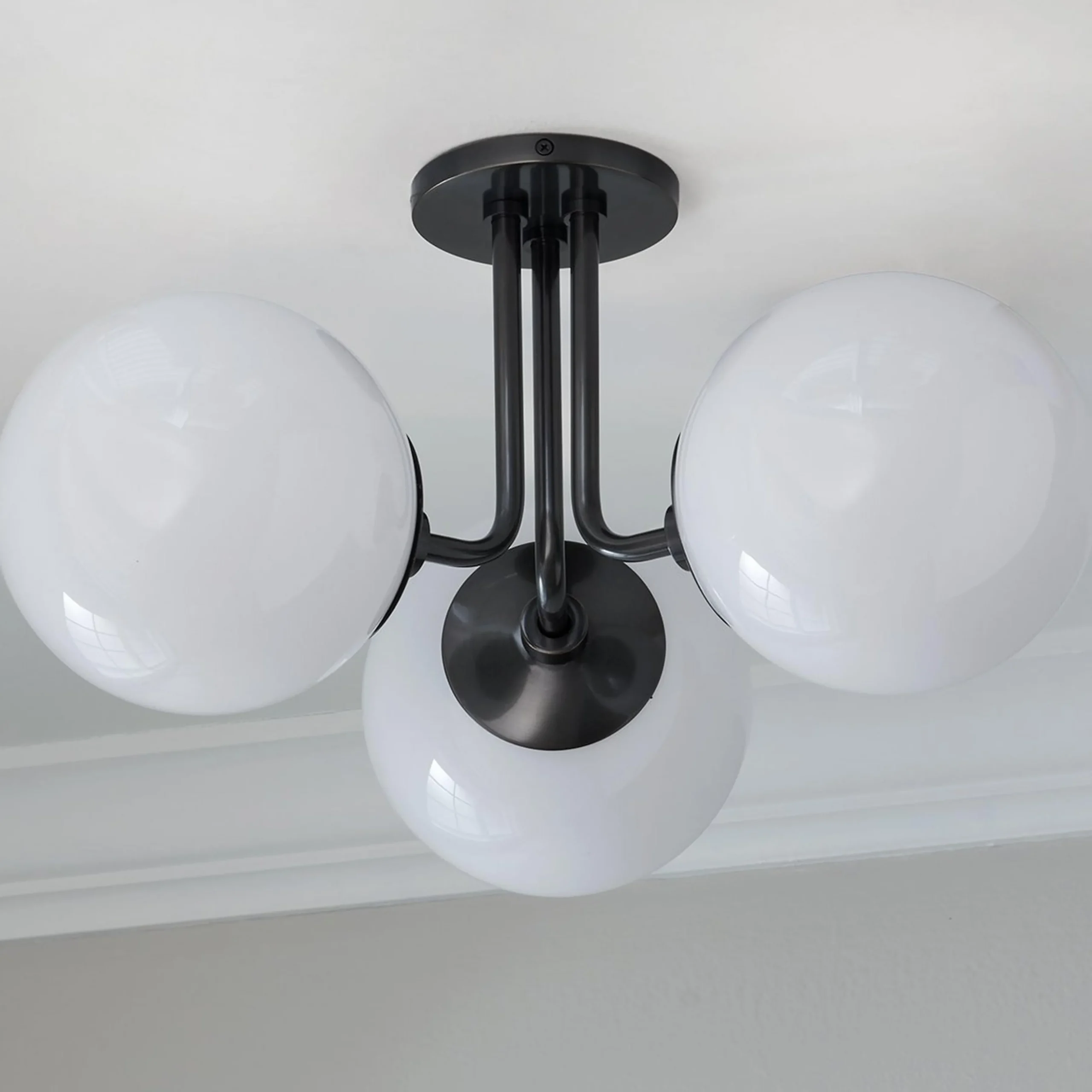 Minimalist Globe Semi-Flush Ceiling Light - 3 Light