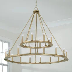 Minimalist Iron Ring Two-Tier Chandelier - 24 Light
