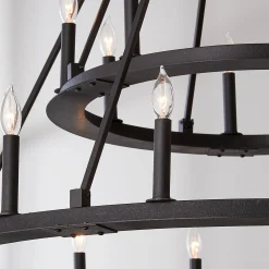 Minimalist Iron Ring Two-Tier Chandelier - 24 Light