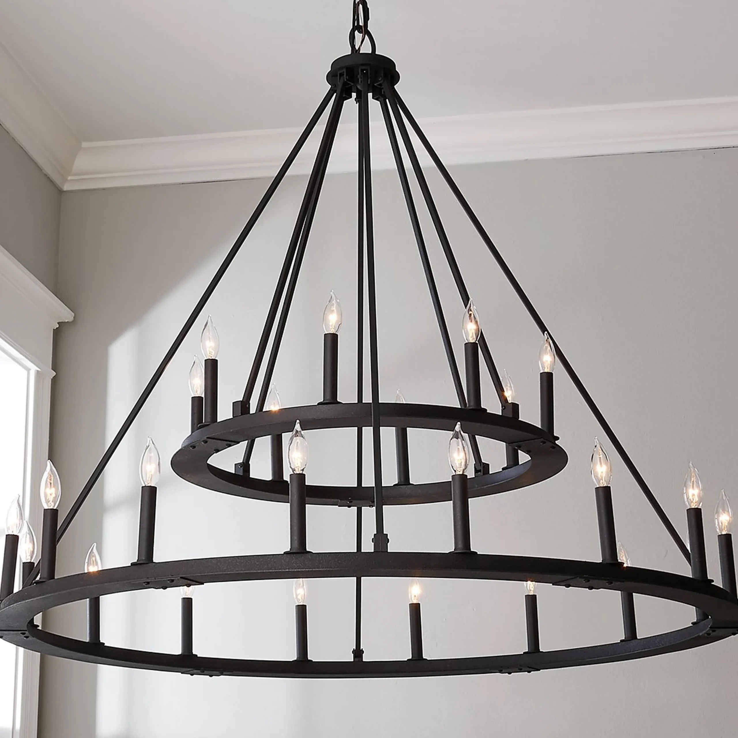 Minimalist Iron Ring Two-Tier Chandelier - 24 Light