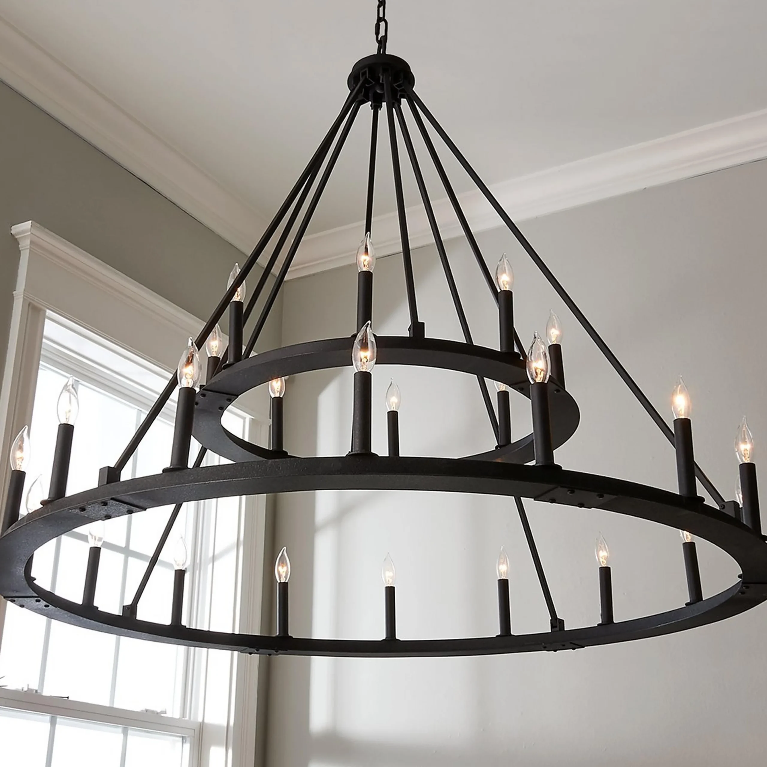 Minimalist Iron Ring Two-Tier Chandelier - 24 Light