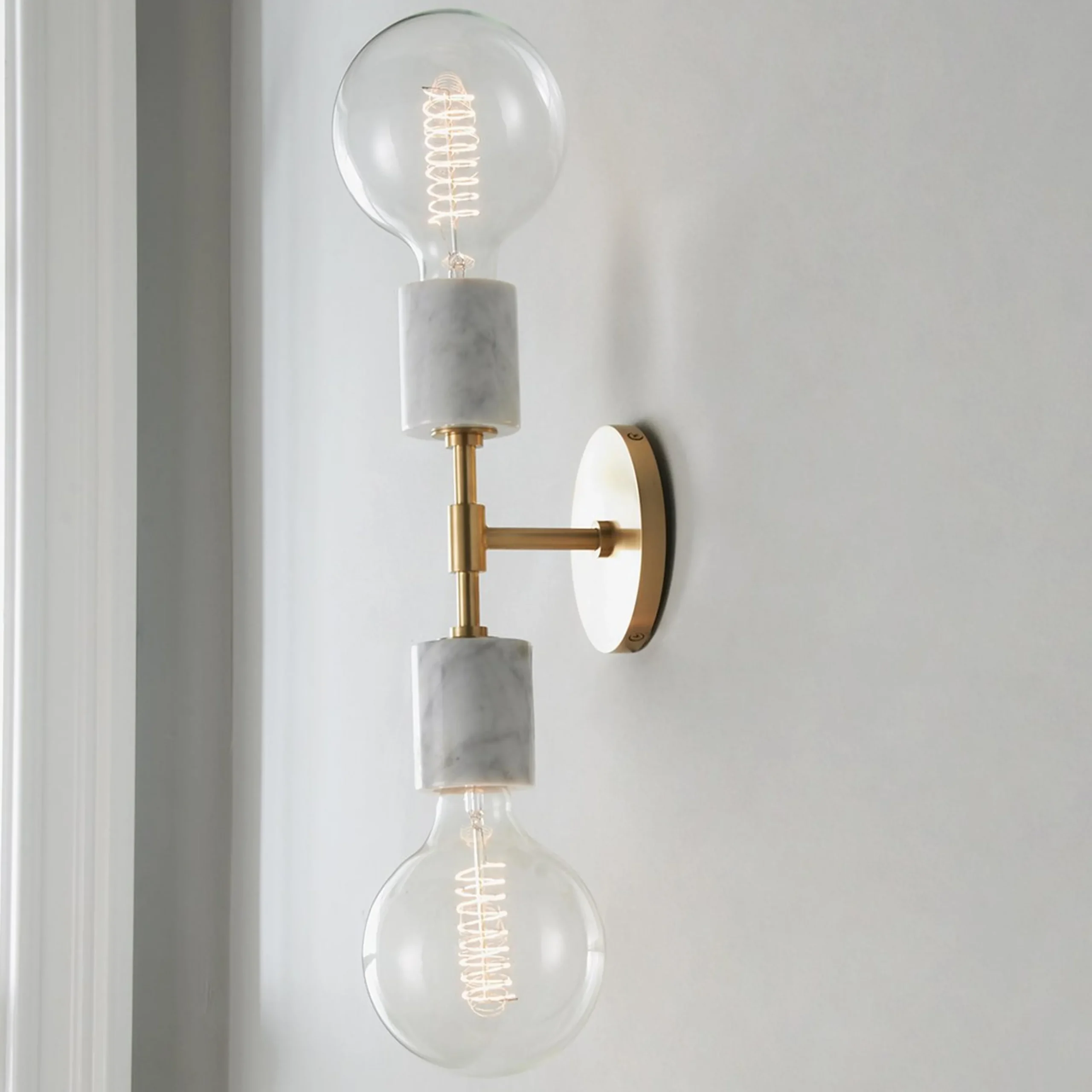 Minimalist Marble Sconce - Marble Socket - 2 Light