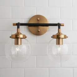 Mixed Metal Globe Vanity Light - 2 light