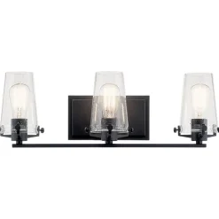 Modern Industrial Seeded Glass Vanity Light - 3 Light