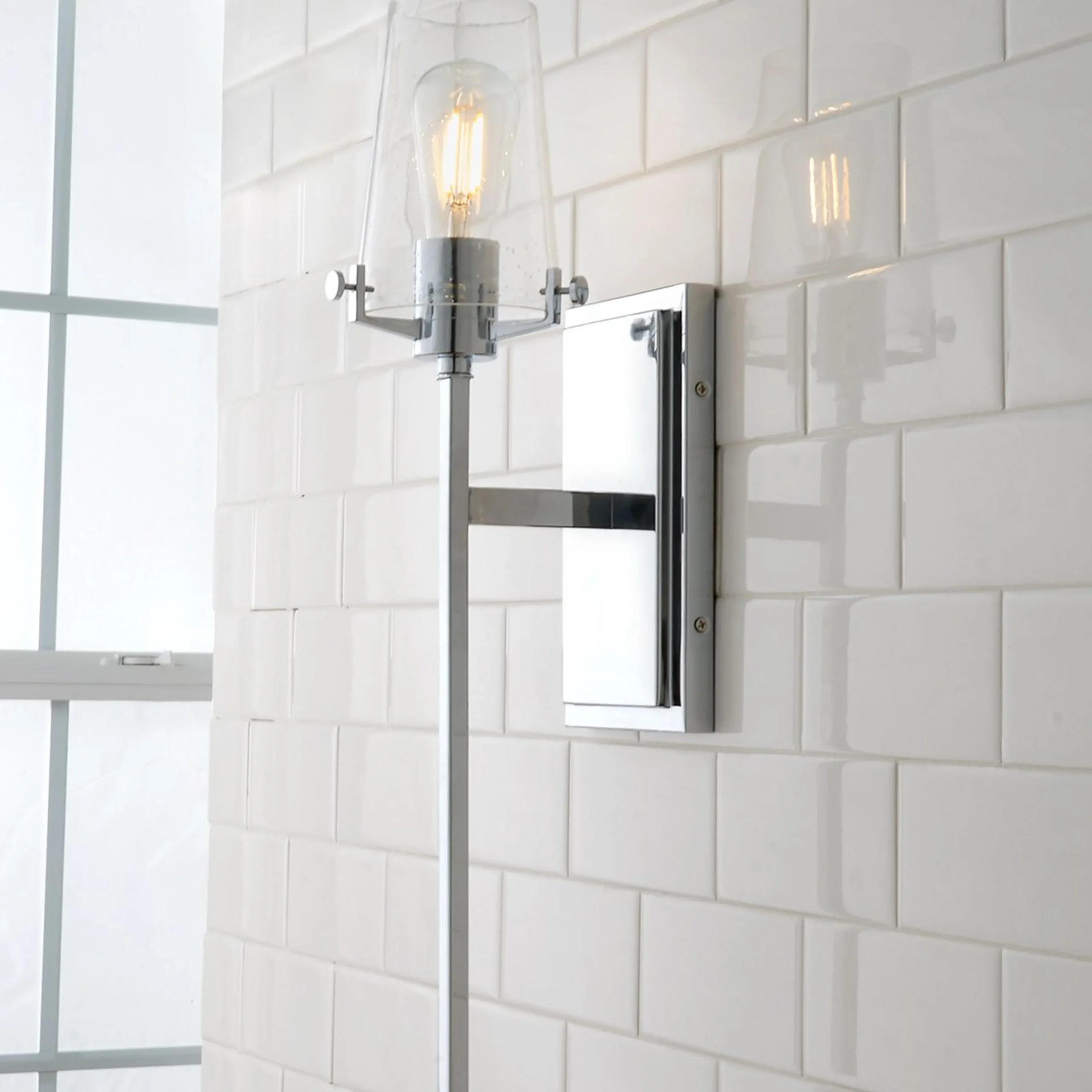 Modern Industrial Seeded Glass Sconce