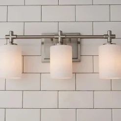Modern Nickel and Opal Vanity Light - 3 Light