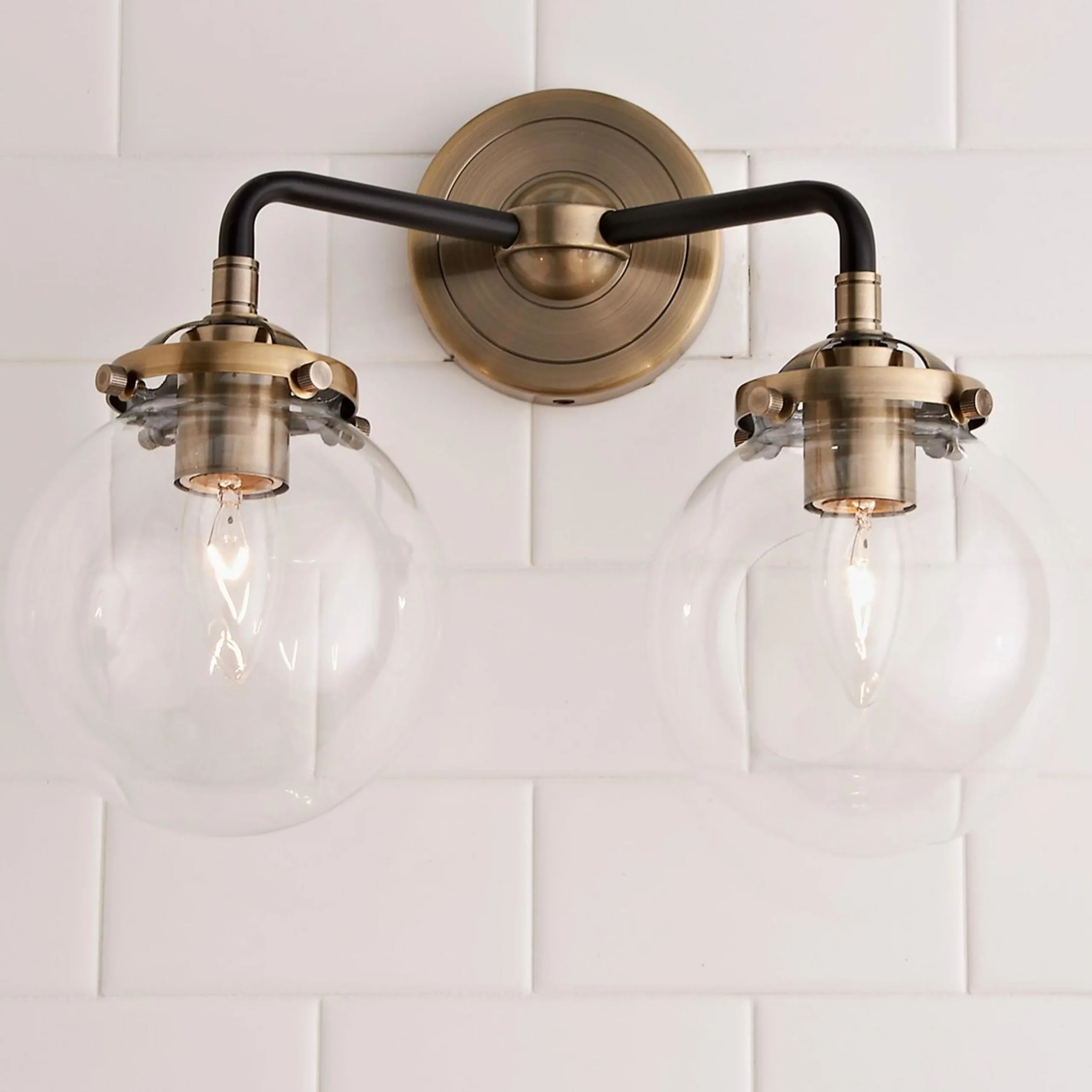 Mod Mix Clear Globe Vanity Light - 2 light