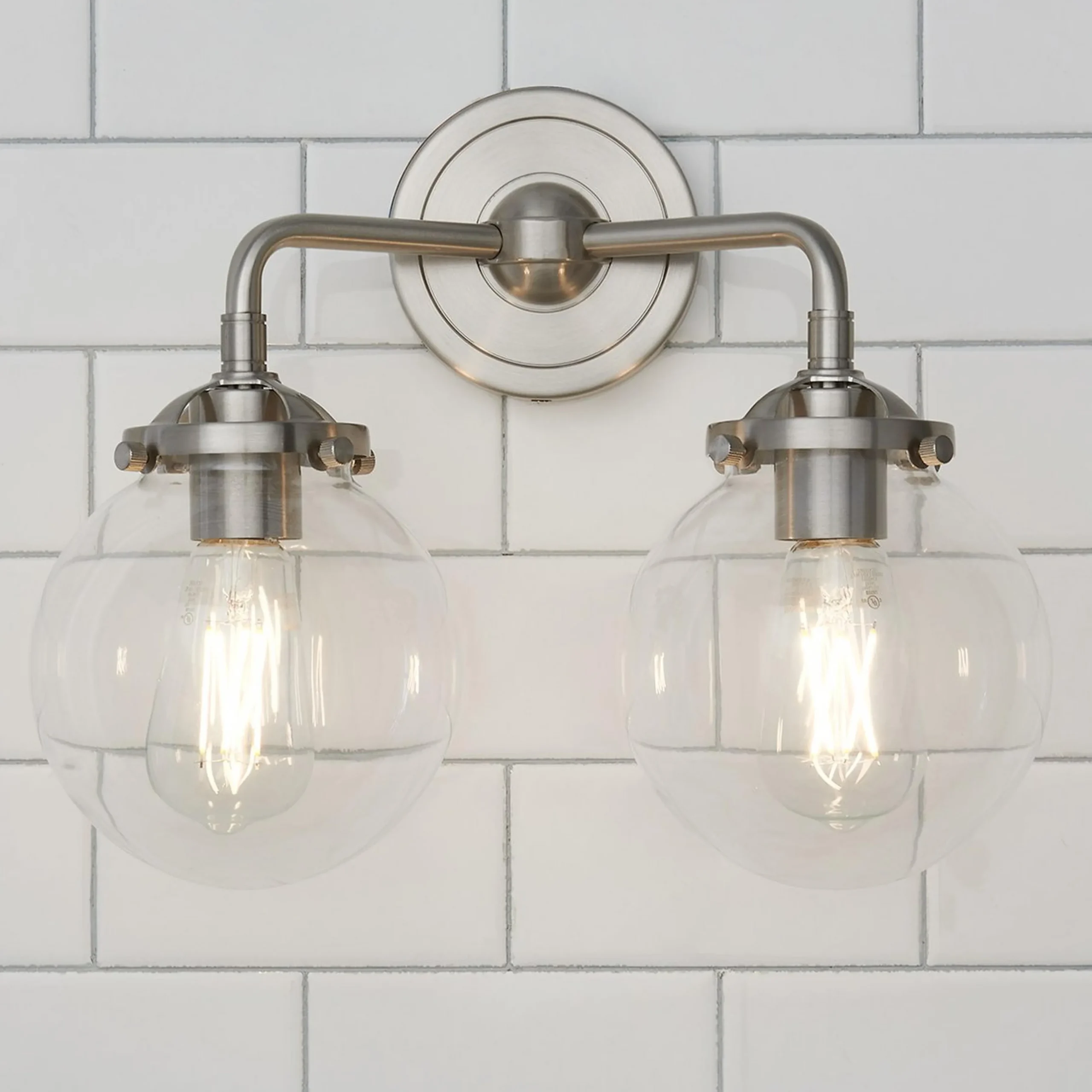 Mod Mix Clear Globe Vanity Light - 2 light