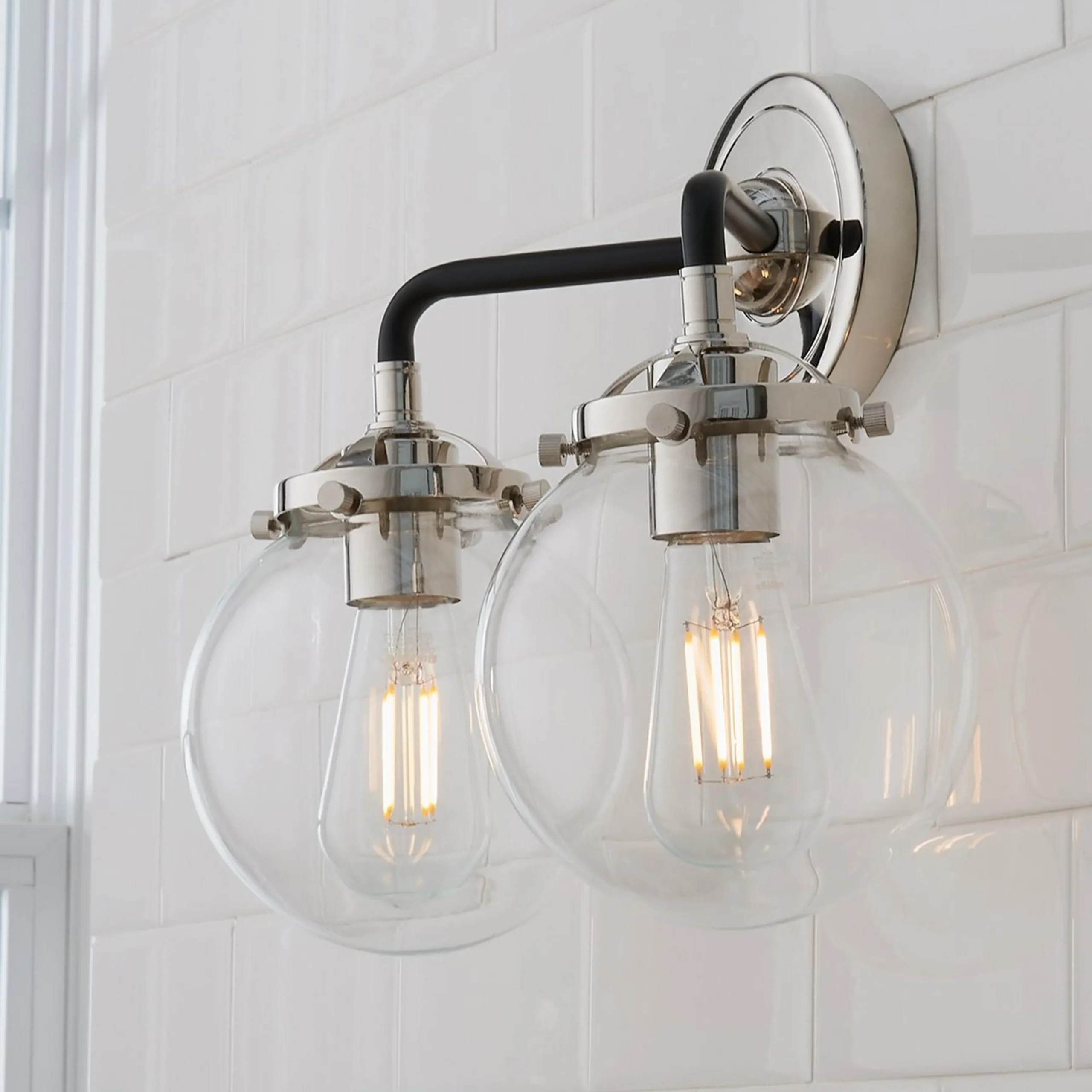 Mod Mix Clear Globe Vanity Light - 2 light