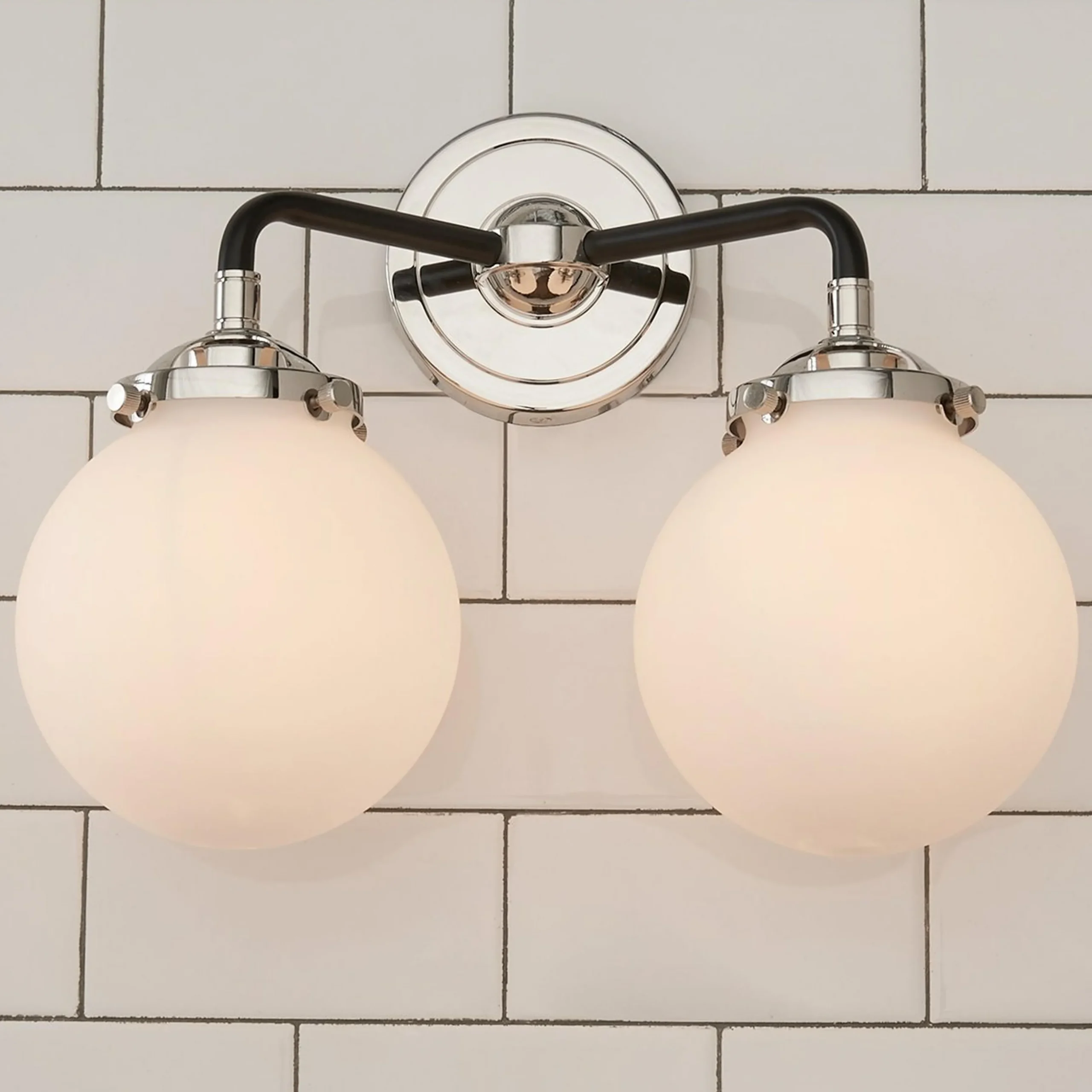 Mod Mix White Globe Vanity Light - 2 light