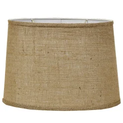 14" Natural Burlap Oval Drum Shade