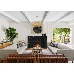Olive Leaf Blooming Chandelier - 6 Light