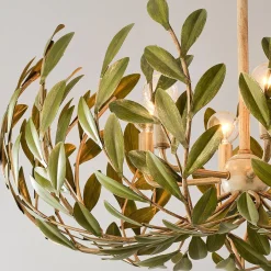 Olive Leaf Blooming Chandelier - 6 Light