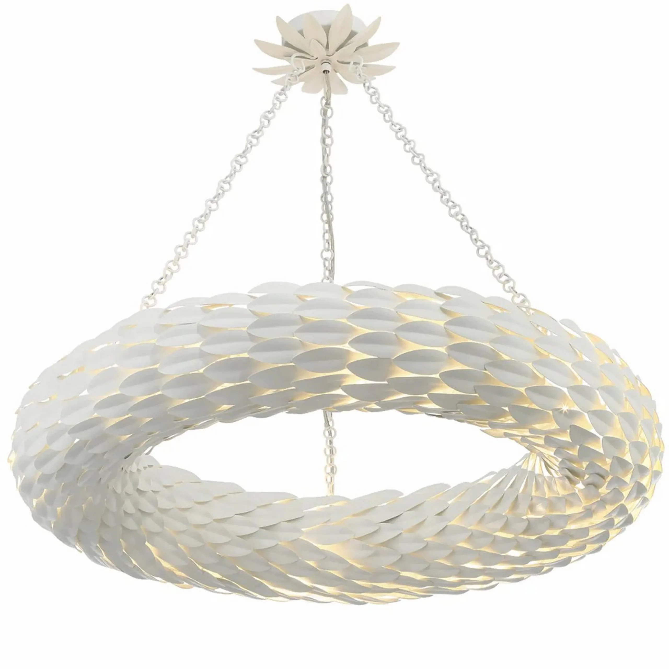 Olive Leaf Convertible Halo Chandelier - 34"