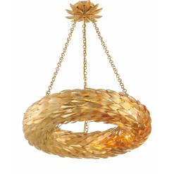 Olive Leaf Convertible Halo Chandelier - 24"
