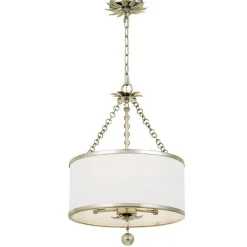 Olive Leaf Drum Shade Chandelier - 3 Light