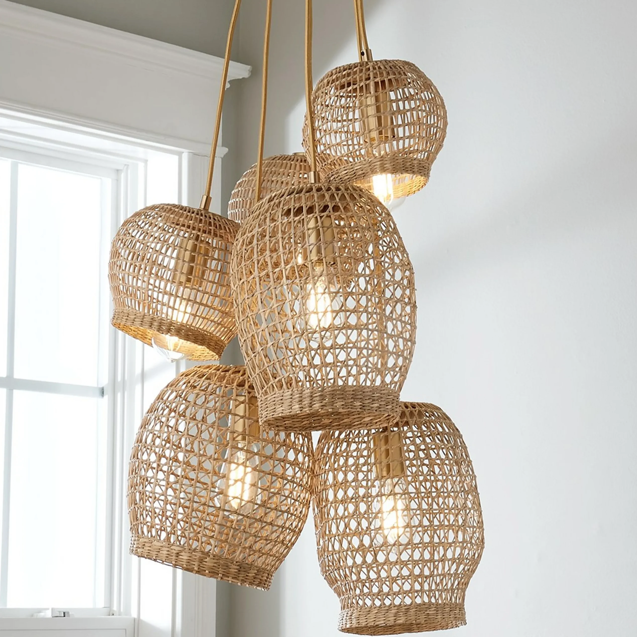 Open Weave Rattan Chandelier
