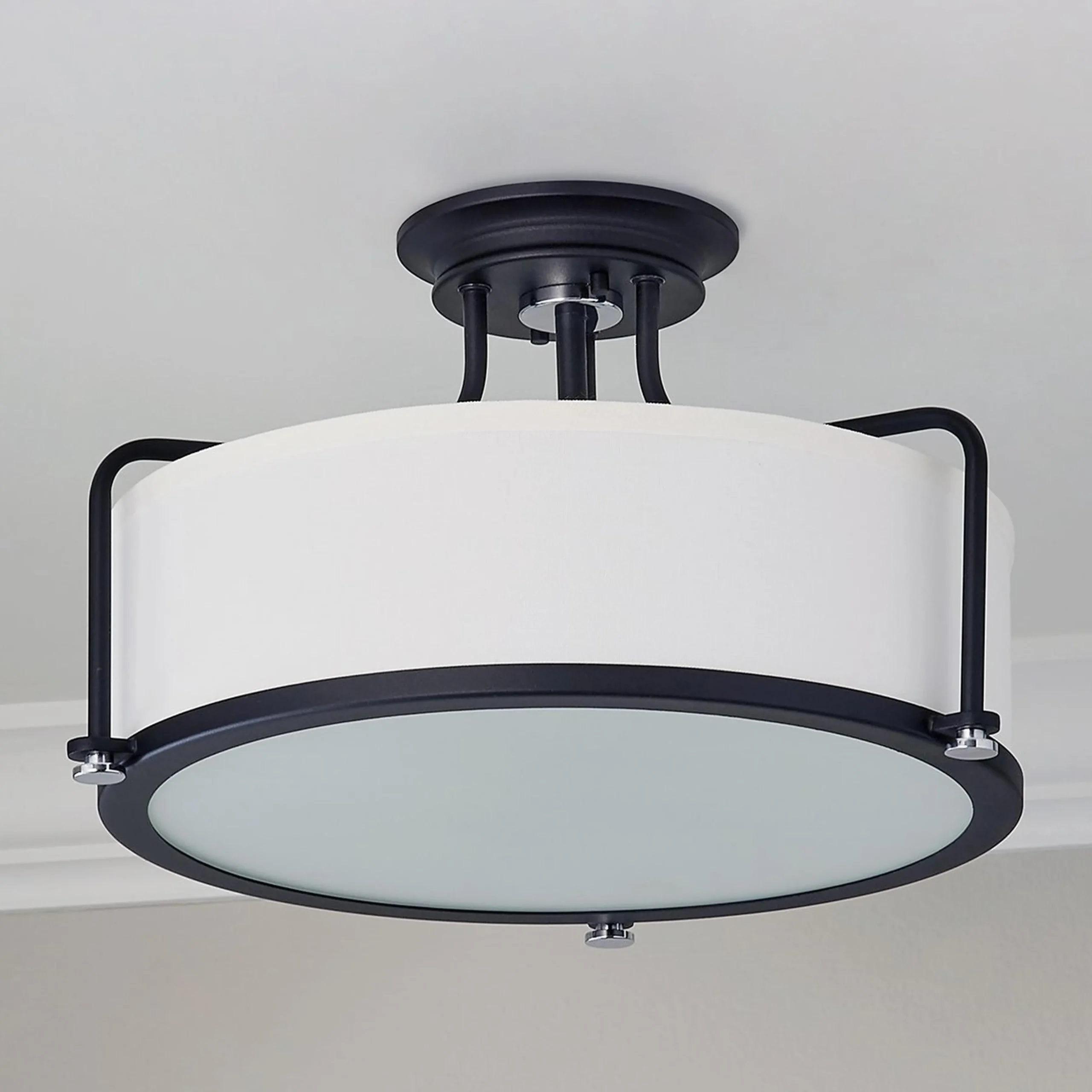 Refined Contemporary Textured Semi-Flush Ceiling Light